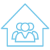 icon of a blue house with 3 figures inside